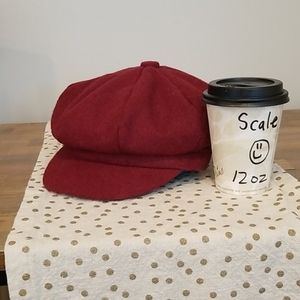 Red Felt Newboy hat
